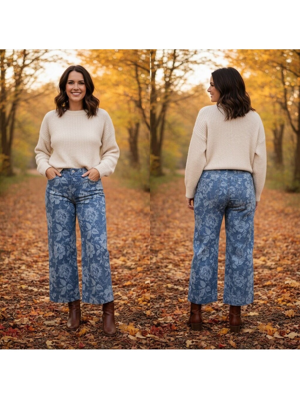 1910 - Bagatelle Floral Pattern Wide-Leg Jeans Size 29
